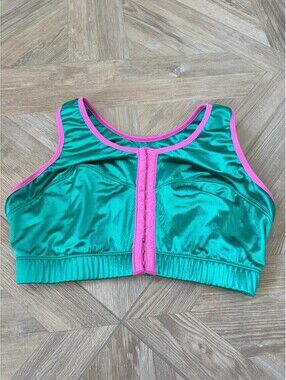 Enell Sport Hight Impact Bra Green Pink Size 3 Bust 41" - 45" Activewear Sporty